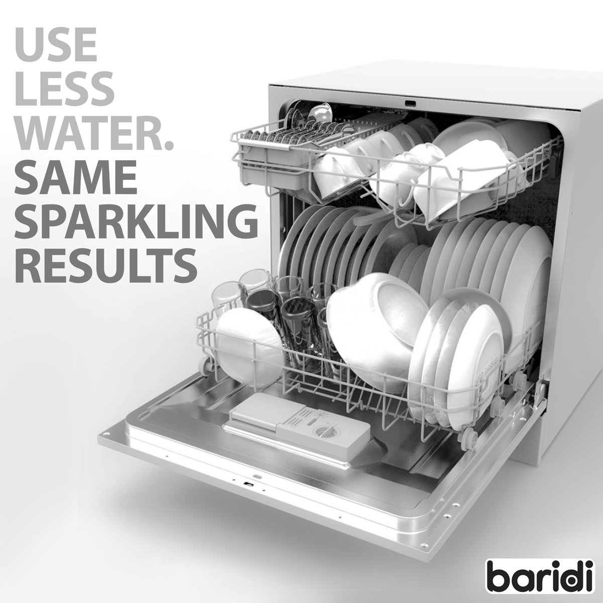 Baridi Tabletop Dishwasher 8 Place Settings 8L Capacity