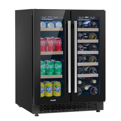 Baridi 40 Bottle/120 Can Under-Counter/Freestanding Dual Zone Wine Fridge & Cooler 60cm