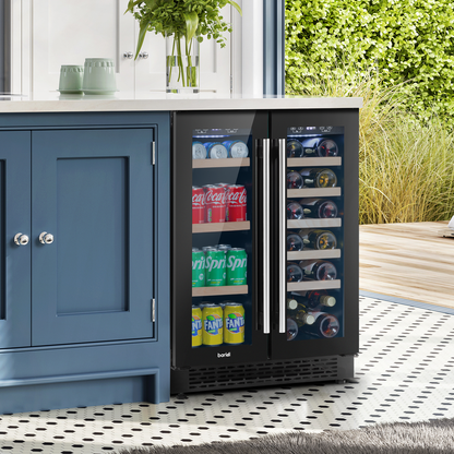 Baridi 40 Bottle/120 Can Under-Counter/Freestanding Dual Zone Wine Fridge & Cooler 60cm
