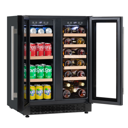 Baridi 40 Bottle/120 Can Under-Counter/Freestanding Dual Zone Wine Fridge & Cooler 60cm
