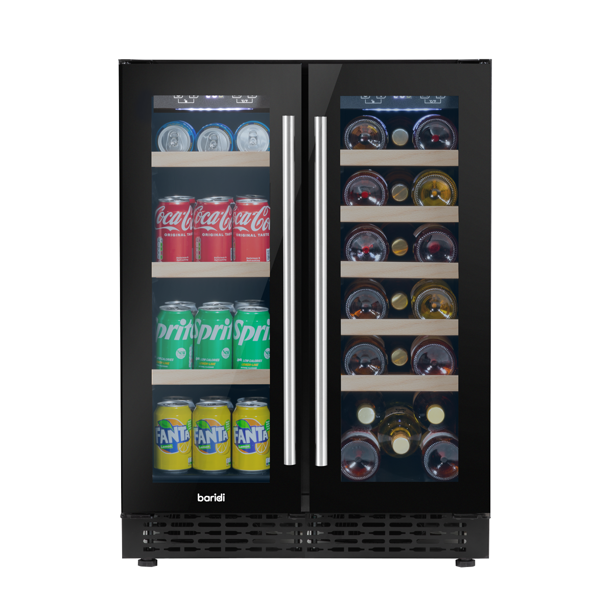 Baridi 40 Bottle/120 Can Under-Counter/Freestanding Dual Zone Wine Fridge & Cooler 60cm