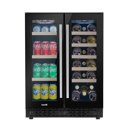Baridi 40 Bottle/120 Can Under-Counter/Freestanding Dual Zone Wine Fridge & Cooler 60cm