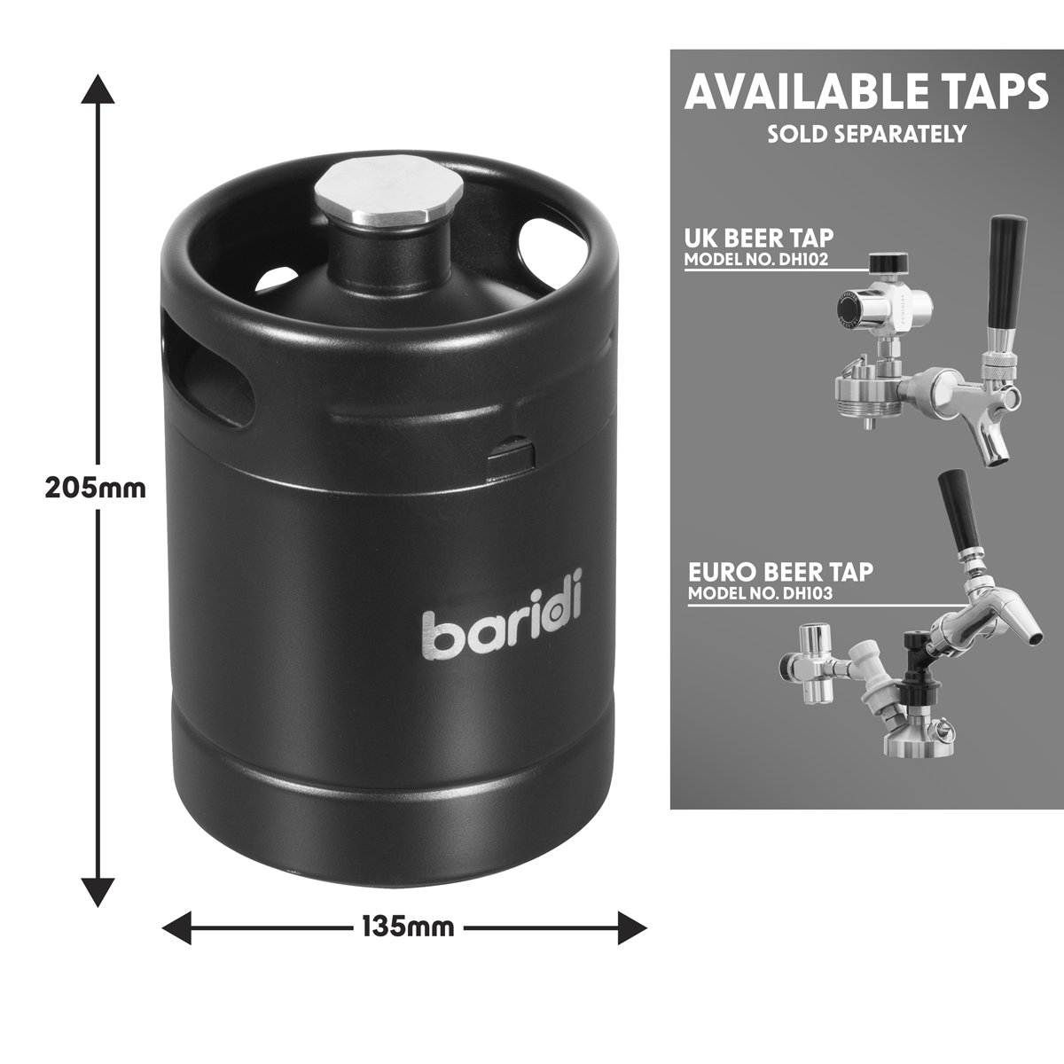 Baridi Keg 2L Capacity