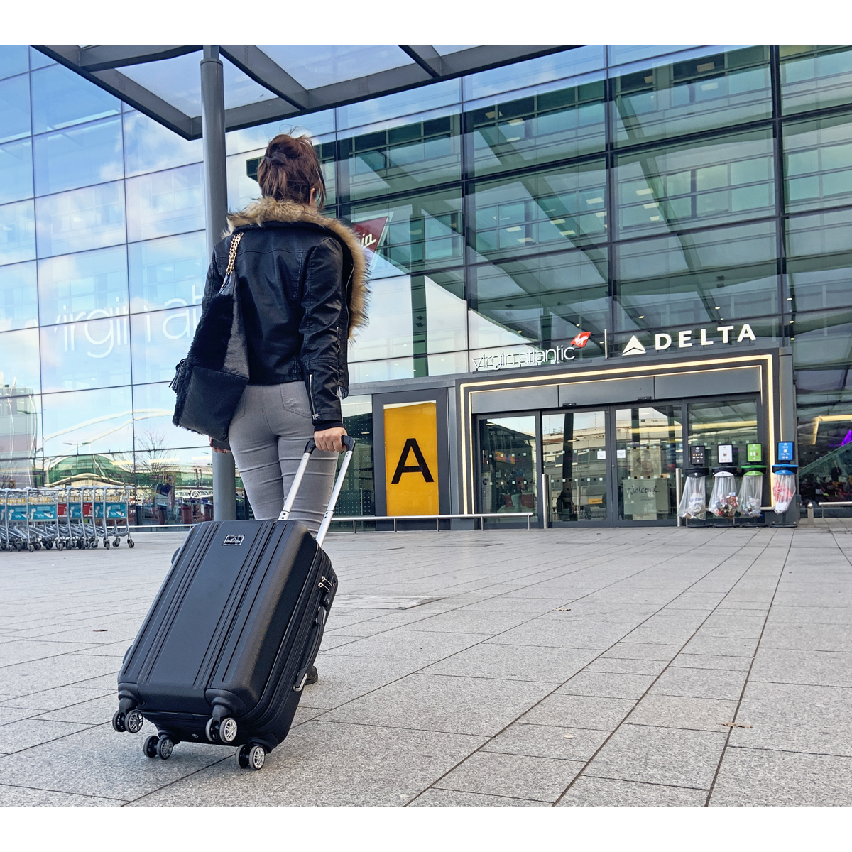 Dellonda Lightweight ABS Luggage Set with TSA Lock - Black
