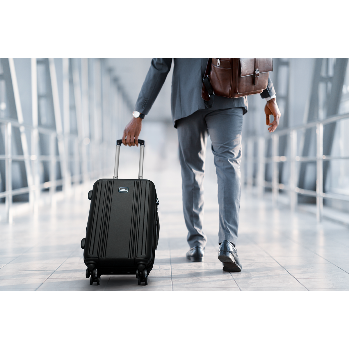 Dellonda Lightweight ABS Luggage Set with TSA Lock - Black