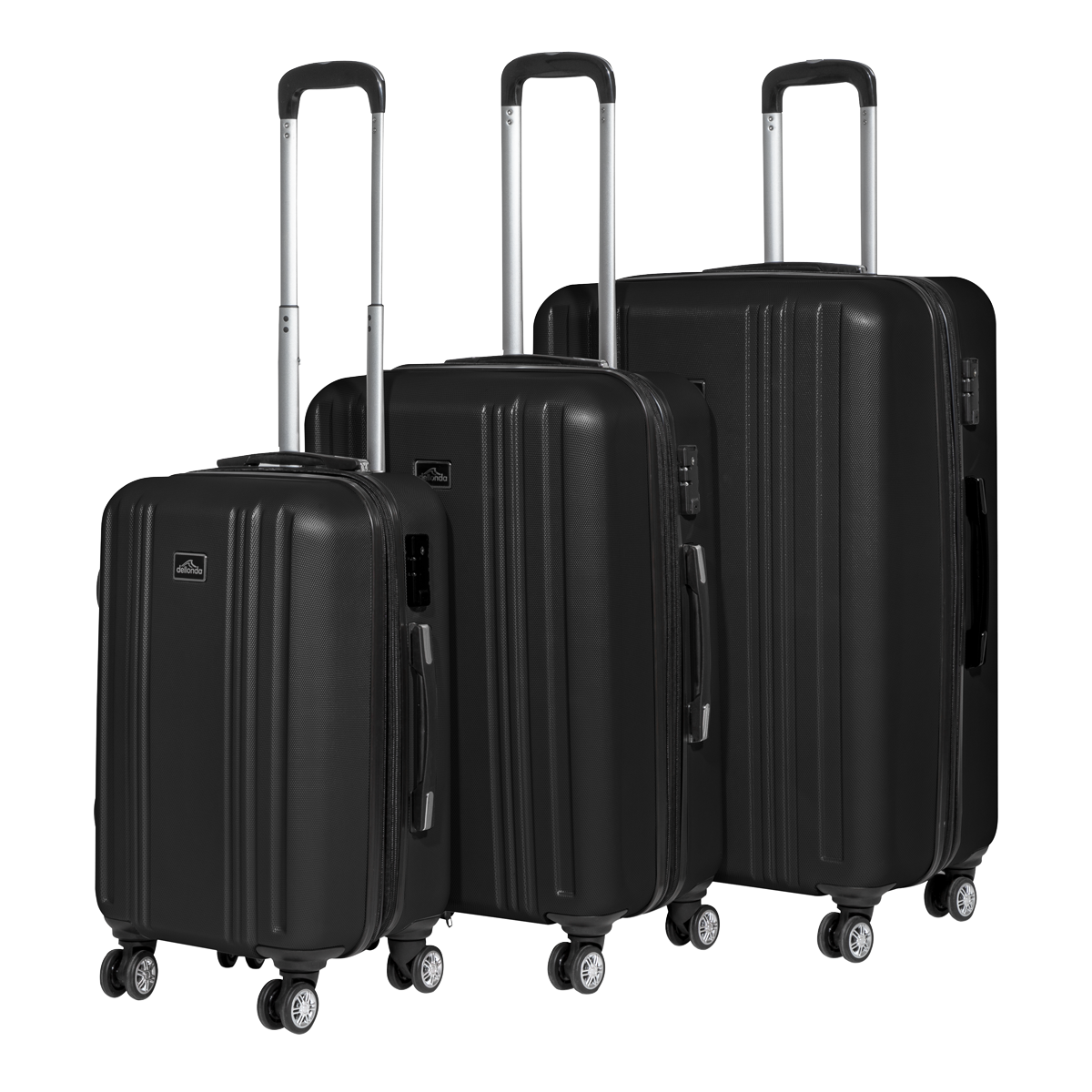 Dellonda Lightweight ABS Luggage Set with TSA Lock - Black