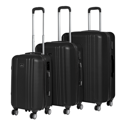 Dellonda Lightweight ABS Luggage Set with TSA Lock - Black