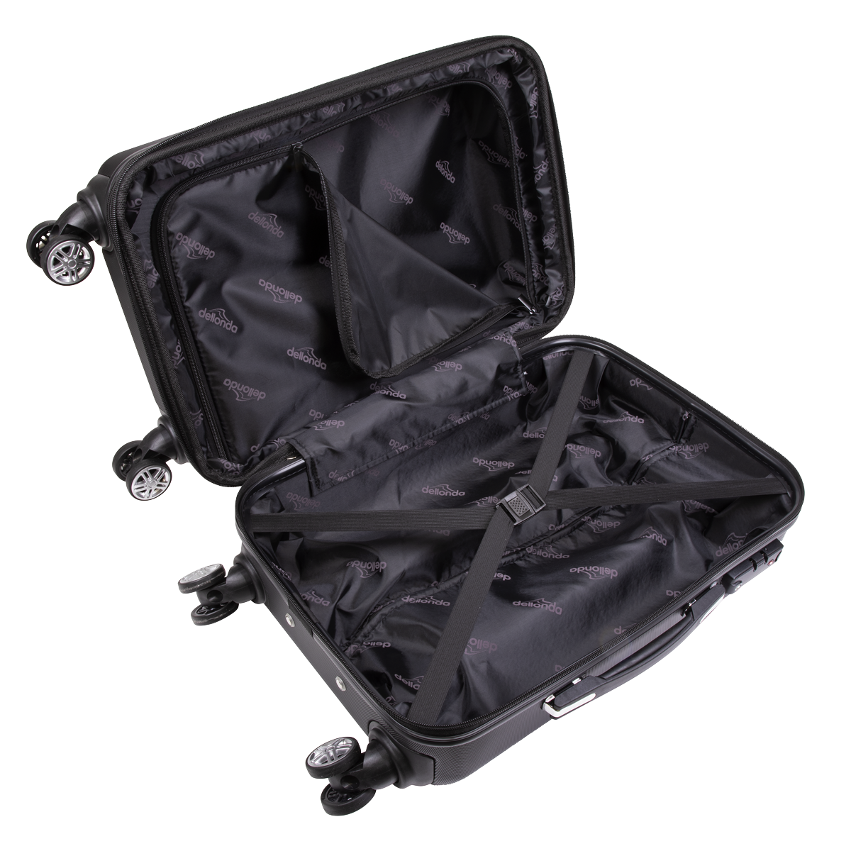 Dellonda Lightweight ABS Luggage Set with TSA Lock - Black