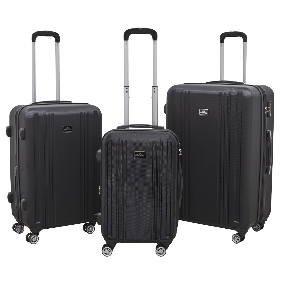 Dellonda Lightweight ABS Luggage Set with TSA Lock - Black