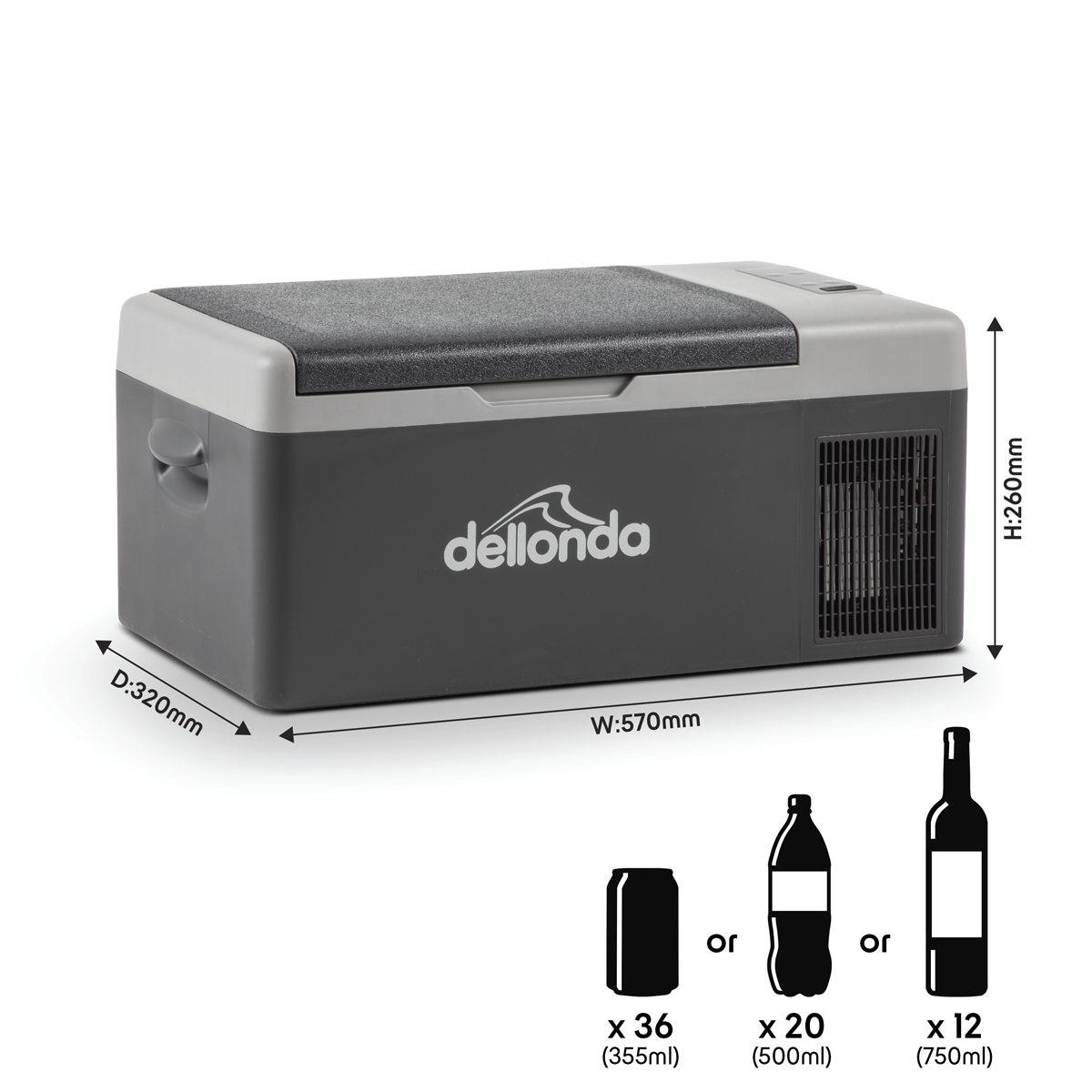 Dellonda Portable Fridge Freezer/Cool Box with LED Display 15L