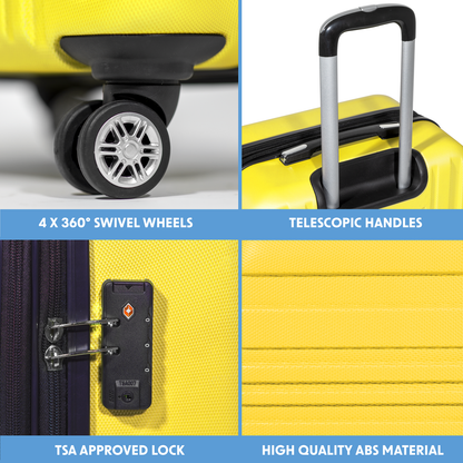 Dellonda Lightweight ABS Luggage Set with TSA Lock