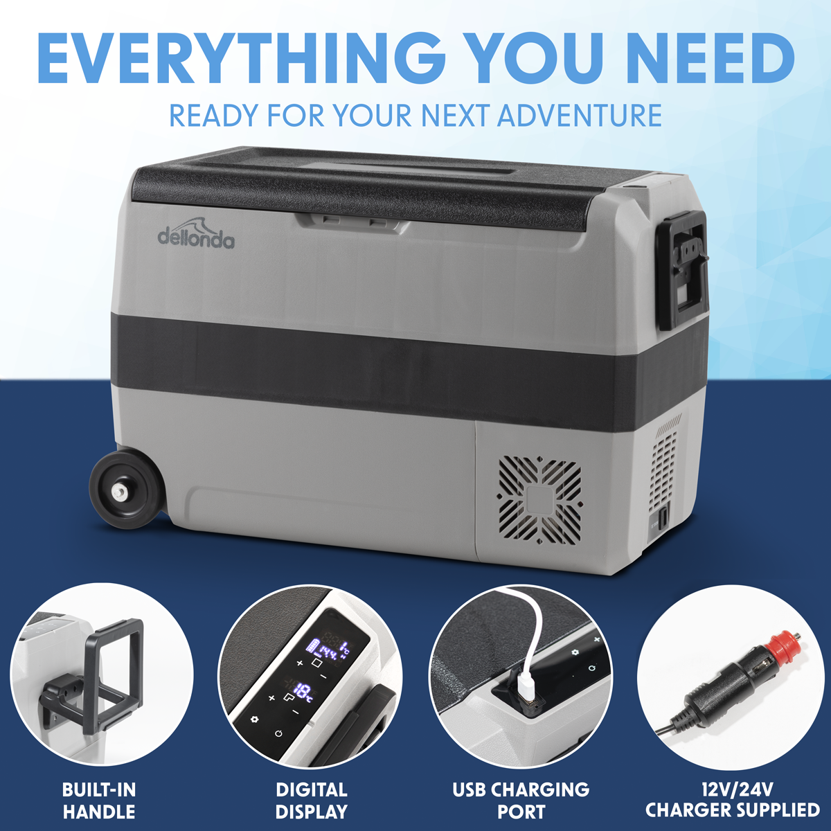 Dellonda Portable Fridge Freezer/Cool Box with LED Display 50L