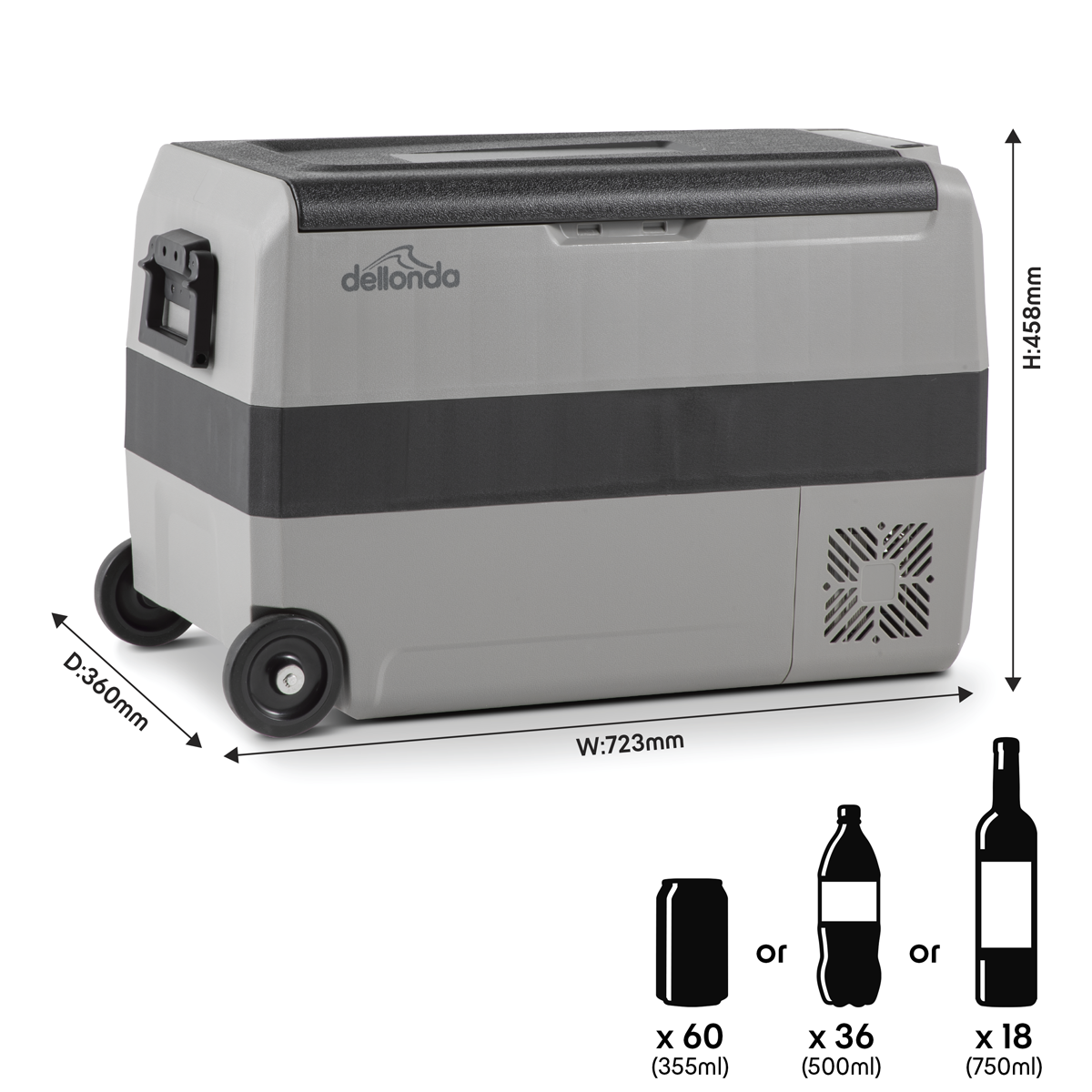 Dellonda Portable Fridge Freezer/Cool Box with LED Display 50L