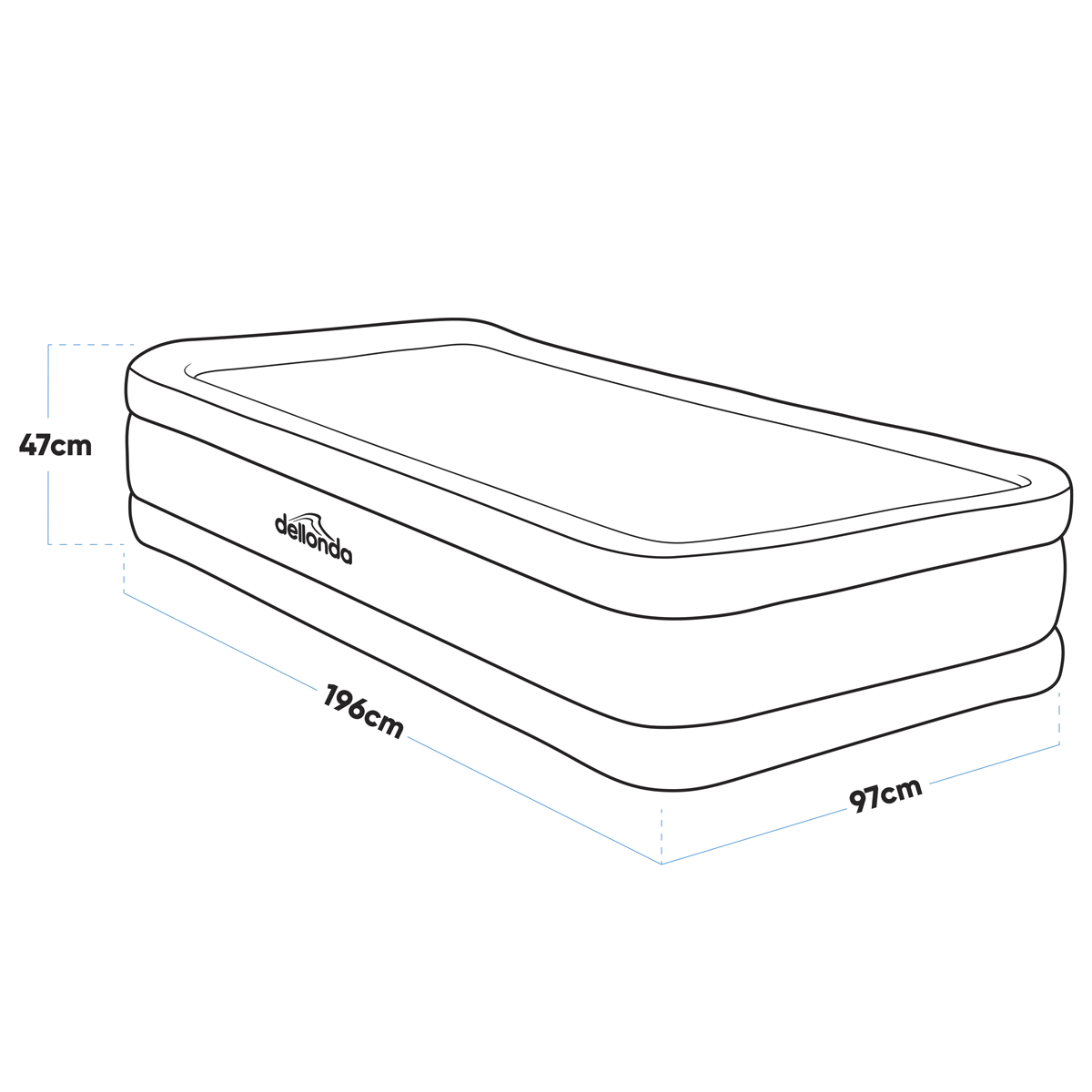 Dellonda Raised Air Bed with Removable Electric Pump & Storage Bag