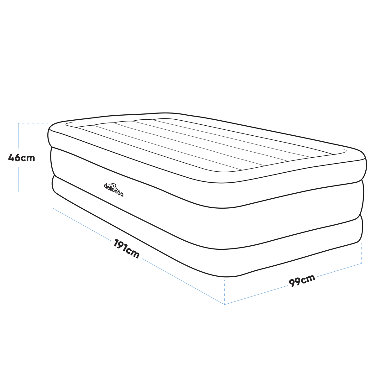 Dellonda Raised Air Bed with Built-in Electric Pump & Storage Bag