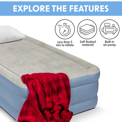 Dellonda Raised Air Bed with Built-in Electric Pump & Storage Bag