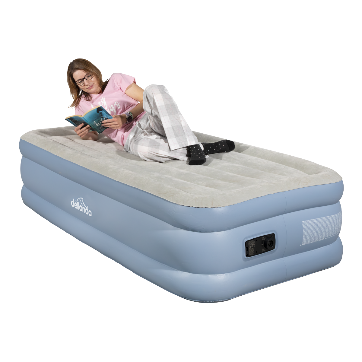 Dellonda Raised Air Bed with Built-in Electric Pump & Storage Bag