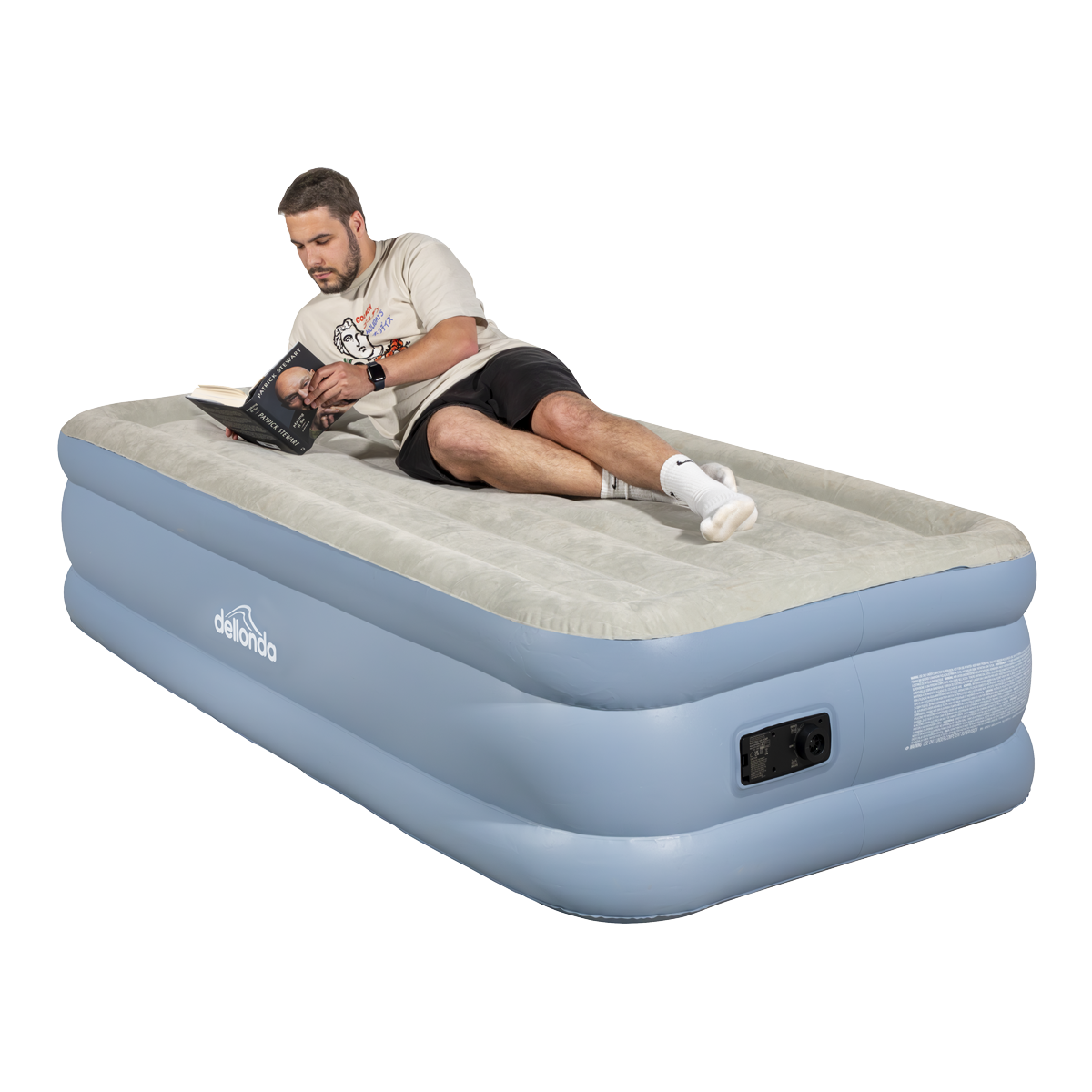 Dellonda Raised Air Bed with Built-in Electric Pump & Storage Bag