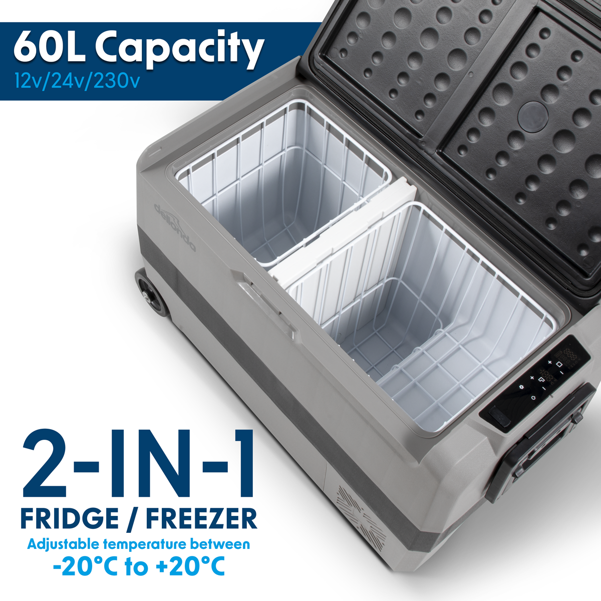 Dellonda Portable Fridge Freezer/Cool Box with LED Display 60L