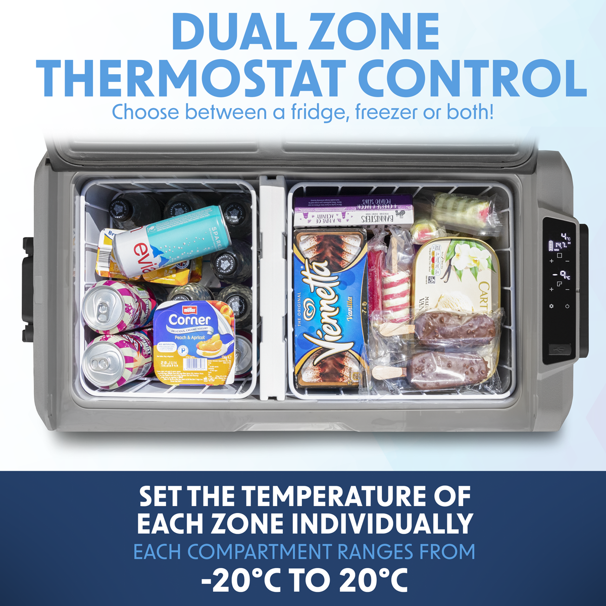 Dellonda Portable Fridge Freezer/Cool Box with LED Display 60L