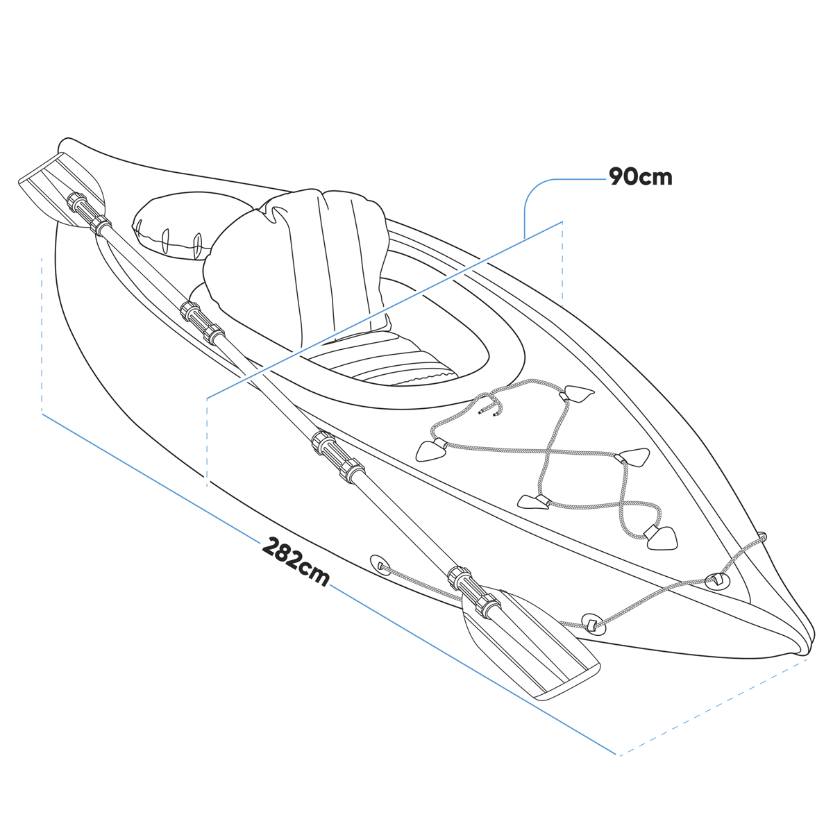 Dellonda Inflatable One-Person Kayak/Canoe Set with Pump, Carry Bag & Aluminium Oar - Blue/Green