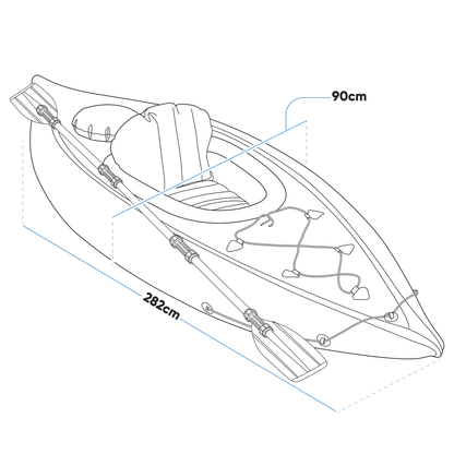 Dellonda Inflatable One-Person Kayak/Canoe Set with Pump, Carry Bag & Aluminium Oar - Blue/Green