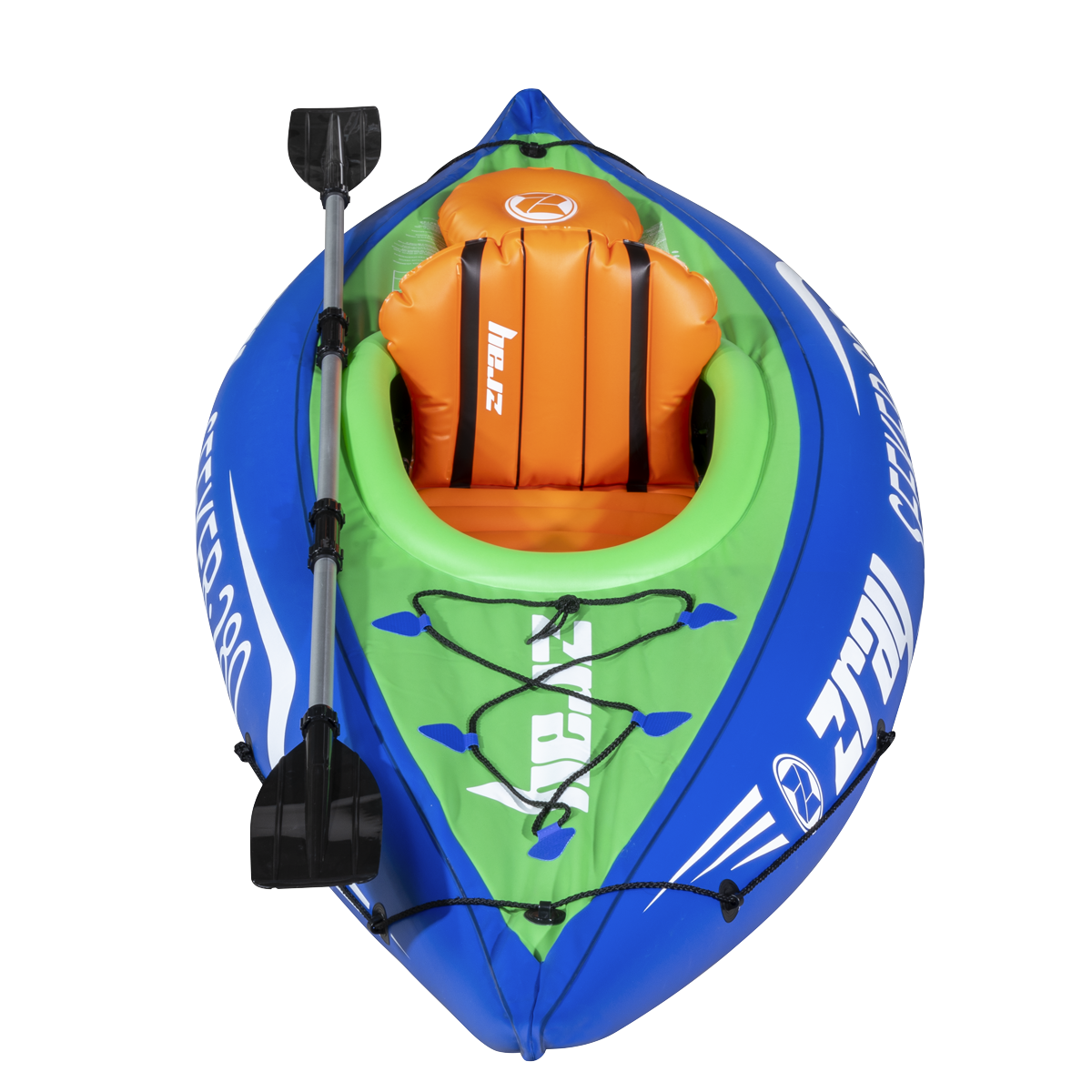 Dellonda Inflatable One-Person Kayak/Canoe Set with Pump, Carry Bag & Aluminium Oar - Blue/Green