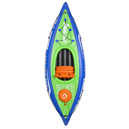 Dellonda Inflatable One-Person Kayak/Canoe Set with Pump, Carry Bag & Aluminium Oar - Blue/Green