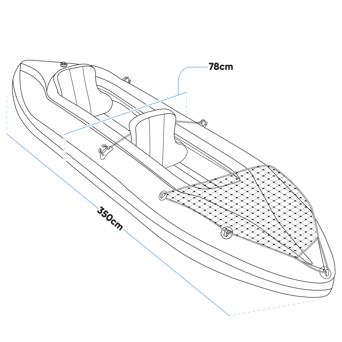 Dellonda Inflatable 2-Person Kayak/Canoe Set with Pump, Carry Bag & 2 Oars - Blue/Yellow/White