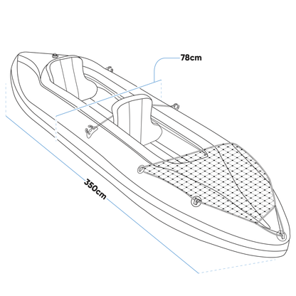 Dellonda Inflatable 2-Person Kayak/Canoe Set with Pump, Carry Bag & 2 Oars - Blue/Yellow/White