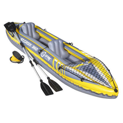 Dellonda Inflatable 2-Person Kayak/Canoe Set with Pump, Carry Bag & 2 Oars - Blue/Yellow/White