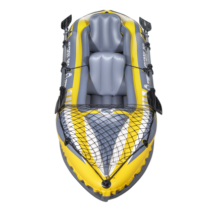 Dellonda Inflatable 2-Person Kayak/Canoe Set with Pump, Carry Bag & 2 Oars - Blue/Yellow/White