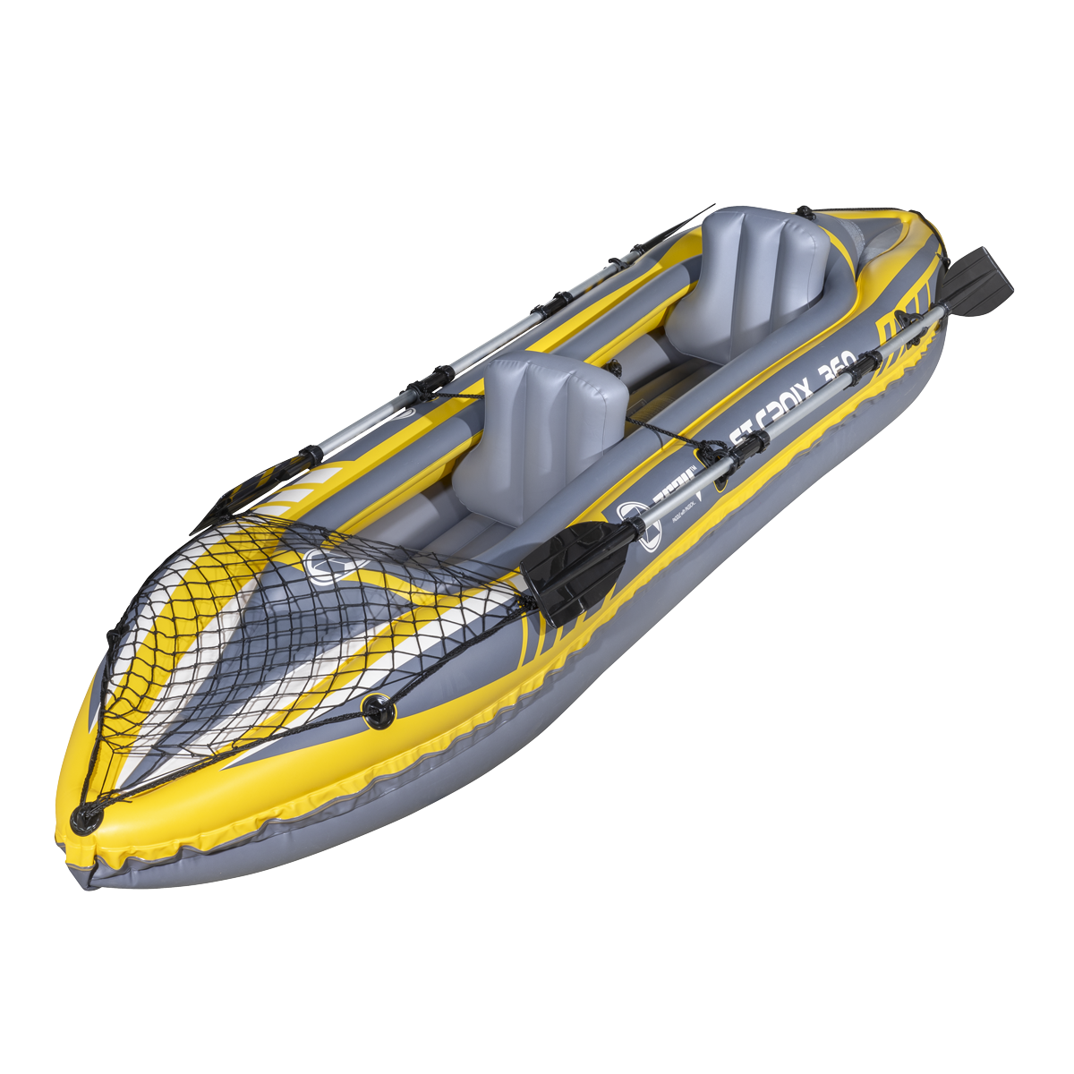 Dellonda Inflatable 2-Person Kayak/Canoe Set with Pump, Carry Bag & 2 Oars - Blue/Yellow/White