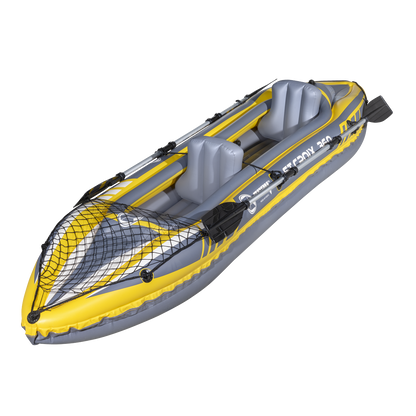 Dellonda Inflatable 2-Person Kayak/Canoe Set with Pump, Carry Bag & 2 Oars - Blue/Yellow/White