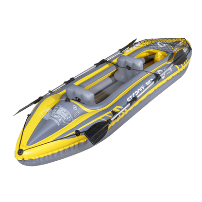 Dellonda Inflatable 2-Person Kayak/Canoe Set with Pump, Carry Bag & 2 Oars - Blue/Yellow/White