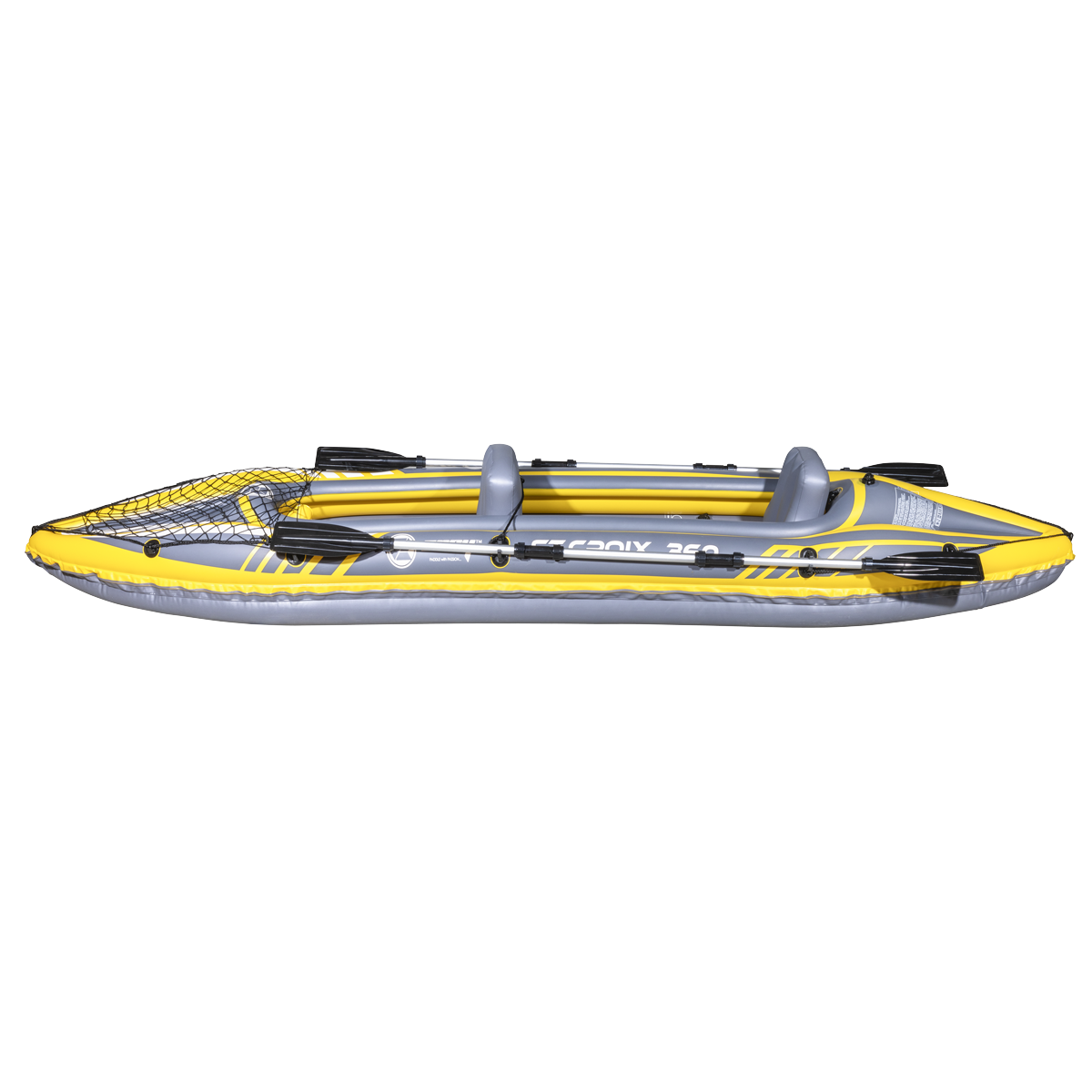 Dellonda Inflatable 2-Person Kayak/Canoe Set with Pump, Carry Bag & 2 Oars - Blue/Yellow/White