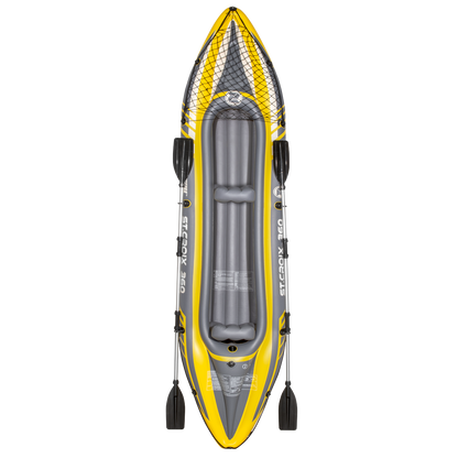 Dellonda Inflatable 2-Person Kayak/Canoe Set with Pump, Carry Bag & 2 Oars - Blue/Yellow/White