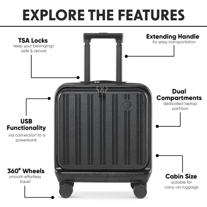 Dellonda Cabin Size Luggage with Laptop Compartments & Dual TSA Lock