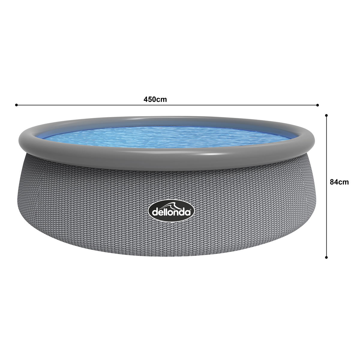 Dellonda Paddling/Swimming Pool & Pump 15ft - Gray Rattan Effect