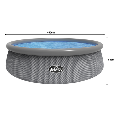 Dellonda Paddling/Swimming Pool & Pump 15ft - Gray Rattan Effect