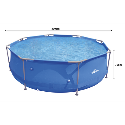 Dellonda Steel Frame Round Swimming Pool & Filter Pump 10ft - Blue