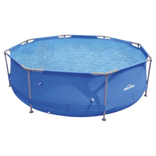Dellonda Steel Frame Round Swimming Pool & Filter Pump 10ft - Blue