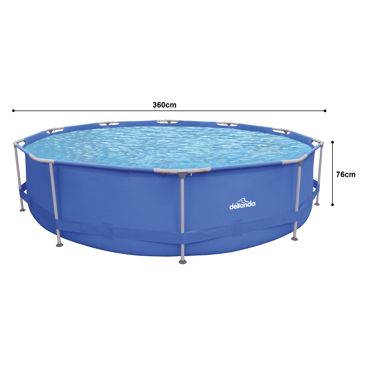 Dellonda Steel Frame Round Swimming Pool with Filter Pump 12ft - Blue