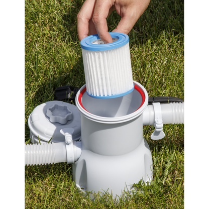 Dellonda Steel Frame Round Swimming Pool with Filter Pump 12ft - Blue
