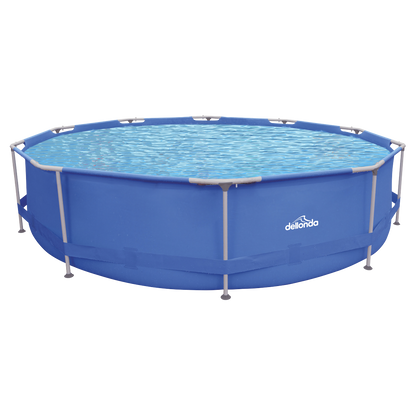 Dellonda Steel Frame Round Swimming Pool with Filter Pump 12ft - Blue