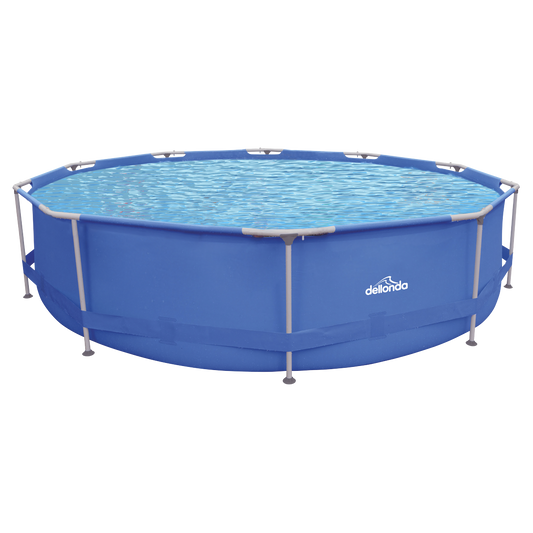 Dellonda Steel Frame Round Swimming Pool with Filter Pump 12ft - Blue