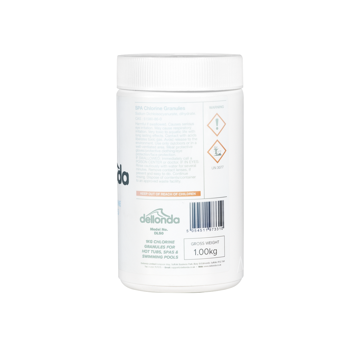 Dellonda Chlorine Granules for Hot Tubs/Spas & Swimming Pools 1kg