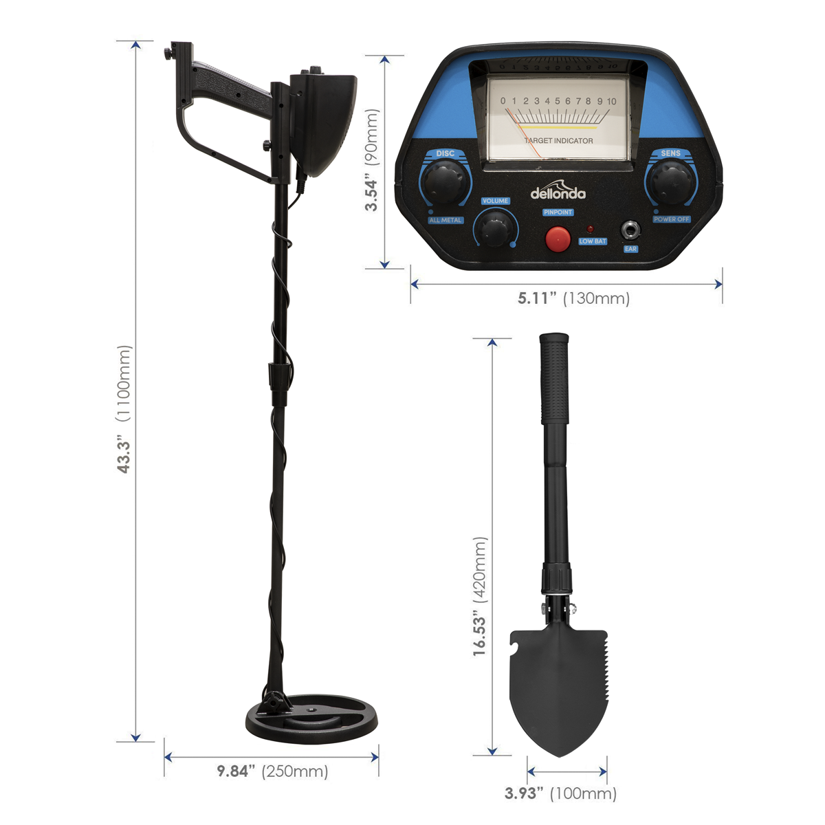 Dellonda Lightweight Metal Detector with High Accuracy Pinpoint Function