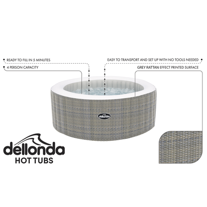 Dellonda 4-6 Person Inflatable Hot Tub/Spa with Smart Pump - Rattan Effect