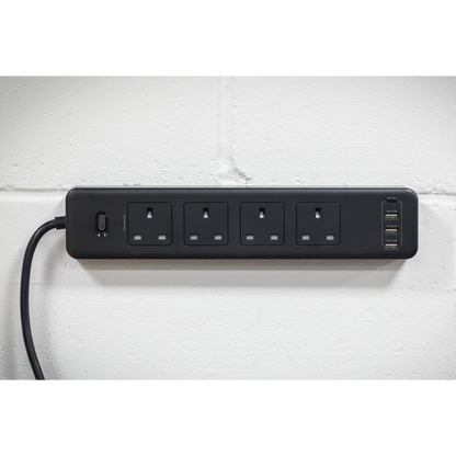 2.6m Extension Lead with USB Ports - Black